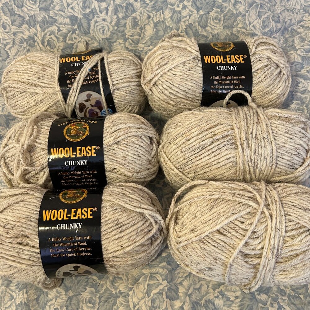 6 skeins of Lion Brand Wool Ease WHEAT 402 Yarn Super Bulky Worsted